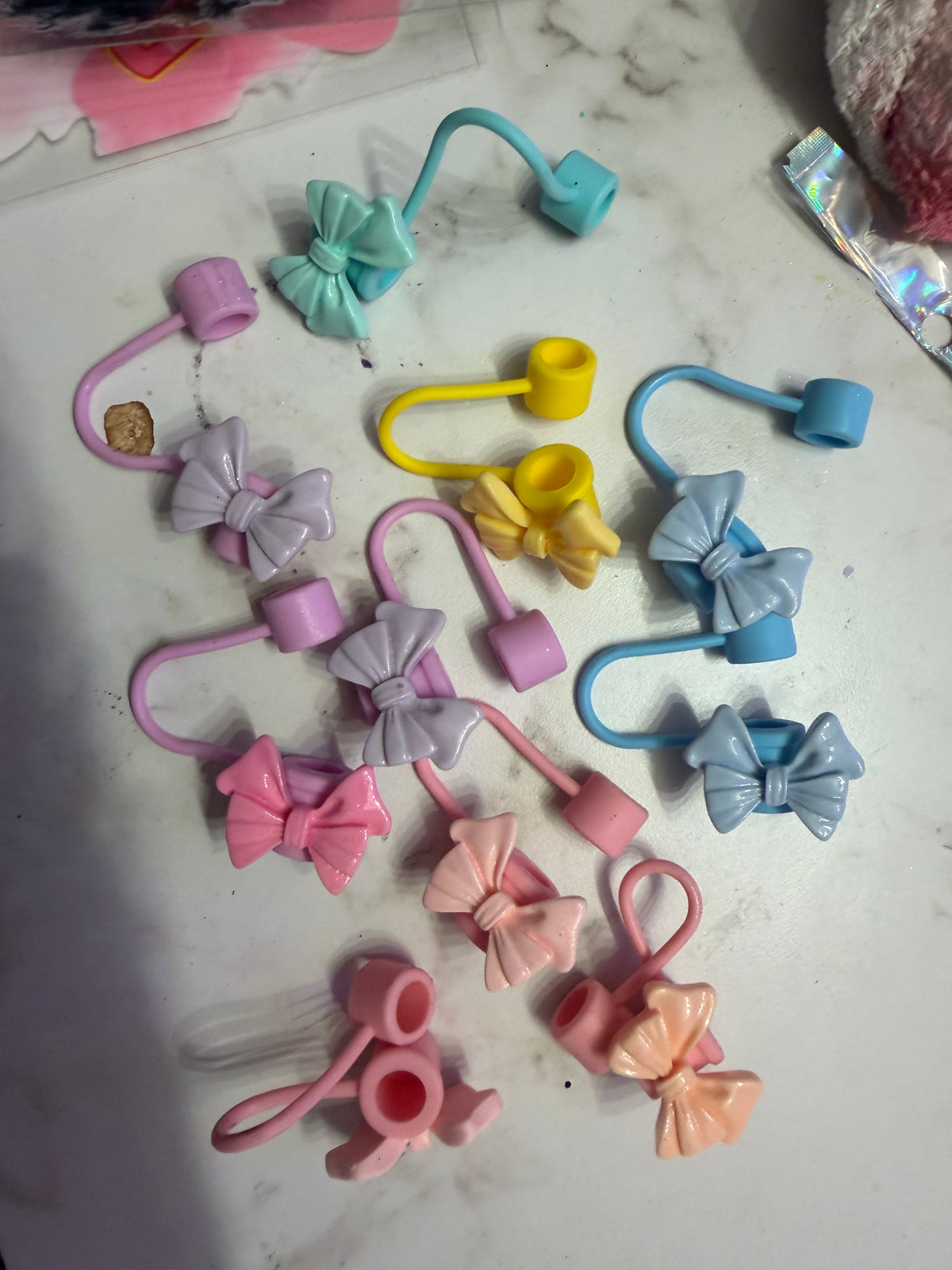 Big Bows & Hard Rubber Straw Toppers